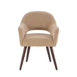 Kirkland's Home Dining Chairs-Beige Velvet Curved Open Back Dining Chair