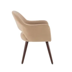 Kirkland's Home Dining Chairs-Beige Velvet Curved Open Back Dining Chair