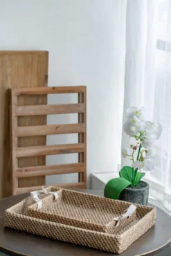 Kirkland's Home Decorative Trays-Beige Woven Cement Tray