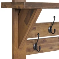 Kirkland's Home Hooks-Beth Acacia Wood Wall Shelf With Hooks