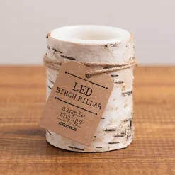 Kirkland's Home Flameless Candles-Birch Bark Led Pillar Candle, 4 In.