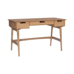 Kirkland's Home Office Furniture-Birch Wood And Rattan Desk