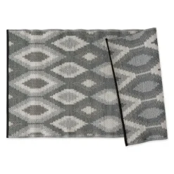 Kirkland's Home Outdoor Rugs-Black & Gray Diamond Stripe Outdoor Area Rug, 4X6