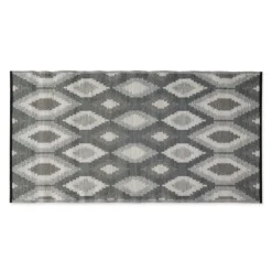 Kirkland's Home Outdoor Rugs-Black & Gray Diamond Stripe Outdoor Area Rug, 4X6