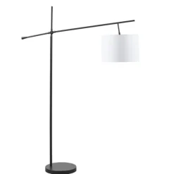 Kirkland's Home Floor Lamps-Black Adjustable Arm Modern Floor Lamp