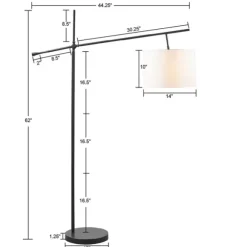 Kirkland's Home Floor Lamps-Black Adjustable Arm Modern Floor Lamp