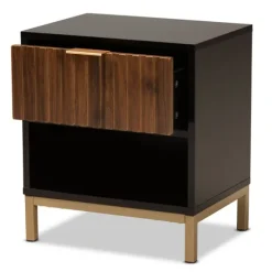 Kirkland's Home Nightstands-Black And Brown Single Drawer Nightstand