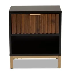 Kirkland's Home Nightstands-Black And Brown Single Drawer Nightstand