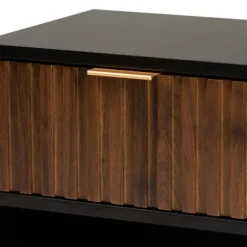Kirkland's Home Nightstands-Black And Brown Single Drawer Nightstand