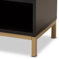 Kirkland's Home Nightstands-Black And Brown Single Drawer Nightstand
