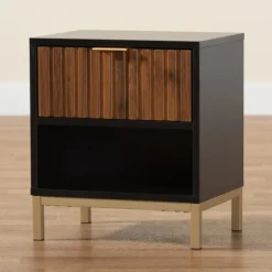 Kirkland's Home Nightstands-Black And Brown Single Drawer Nightstand