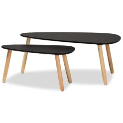 Kirkland's Home Coffee Tables-Black And Brown Wood Coffee Tables, Set Of 2