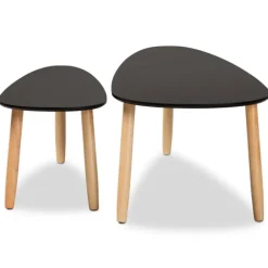 Kirkland's Home Coffee Tables-Black And Brown Wood Coffee Tables, Set Of 2