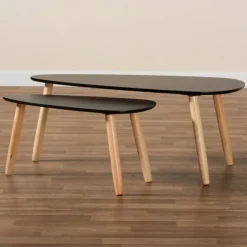 Kirkland's Home Coffee Tables-Black And Brown Wood Coffee Tables, Set Of 2