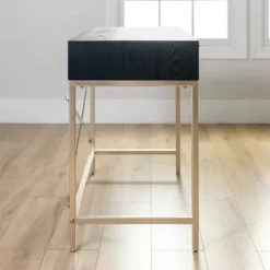 Kirkland's Home Office Furniture-Black And Gold Blake Desk