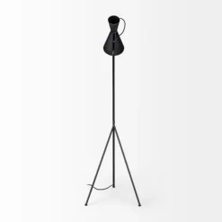 Kirkland's Home Floor Lamps-Black And Gold Lined Metal Tripod Floor Lamp