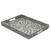 Kirkland's Home Decorative Trays-Black And Ivory Mosaic Capiz Shell Tray