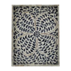 Kirkland's Home Decorative Trays-Black And Ivory Mosaic Capiz Shell Tray