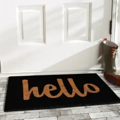 Kirkland's Home Doormats-Black And Natural Coir Hello Doormat, 36X24 In.