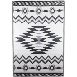 Kirkland's Home Outdoor Rugs-Black And White Aztec Outdoor Area Rug, 4X6