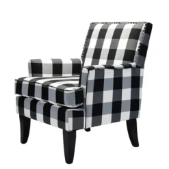 Kirkland's Home Accent Chairs-Black And White Buffalo Check Armchair