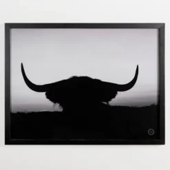 Kirkland's Home Framed Art-Black And White Bull Silhouette Framed Art Print