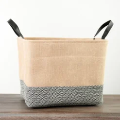 Kirkland's Home Baskets & Boxes-Black And White Diamond Jute Storage Bin