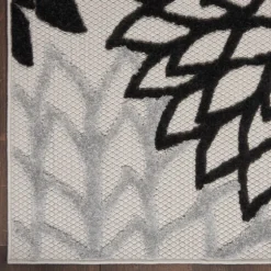 Kirkland's Home Outdoor Rugs-Black And White Floral Outdoor Area Rug, 7X10