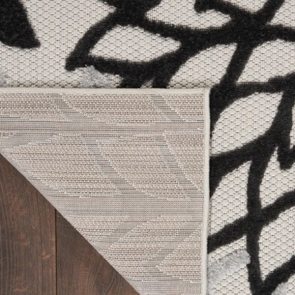 Kirkland's Home Outdoor Rugs-Black And White Floral Outdoor Area Rug, 5X7