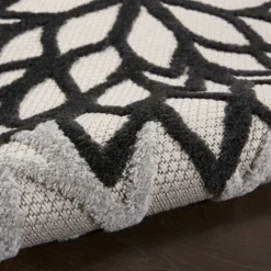 Kirkland's Home Outdoor Rugs-Black And White Floral Outdoor Area Rug, 5X7
