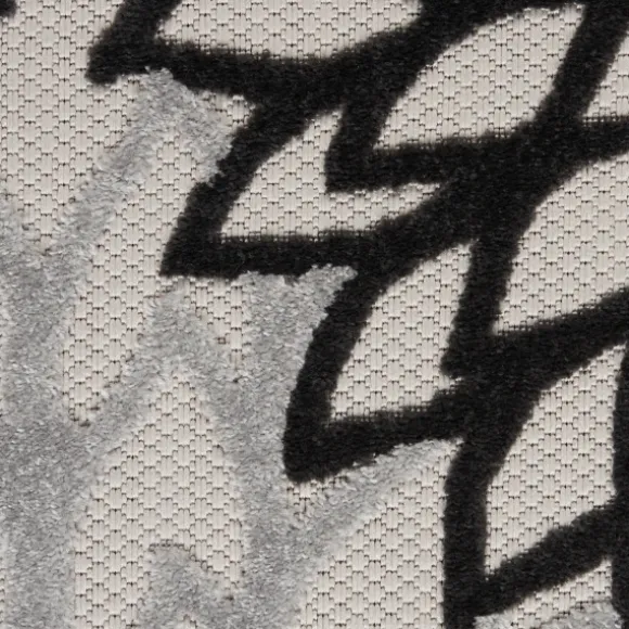 Kirkland's Home Outdoor Rugs-Black And White Floral Outdoor Area Rug, 5X7