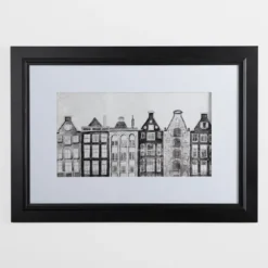 Kirkland's Home Framed Art-Black And White Houses Framed Art Print