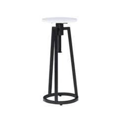 Kirkland's Home Accent & End Tables-Black And White Marble Adjustable Drink Table