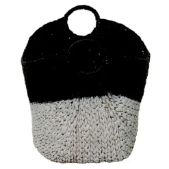 Kirkland's Home Baskets & Boxes-Black And White Seagrass Ring Handle Basket