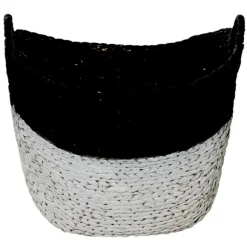 Kirkland's Home Baskets & Boxes-Black And White Seagrass Ring Handle Basket