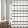 Kirkland's Home Shower Curtains-Black And White Striped Boho Shower Curtain