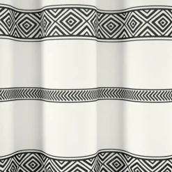 Kirkland's Home Shower Curtains-Black And White Striped Boho Shower Curtain