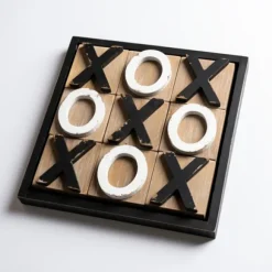 Kirkland's Home Decorative Accents-Black And White Wood Tic Tac Toe Board