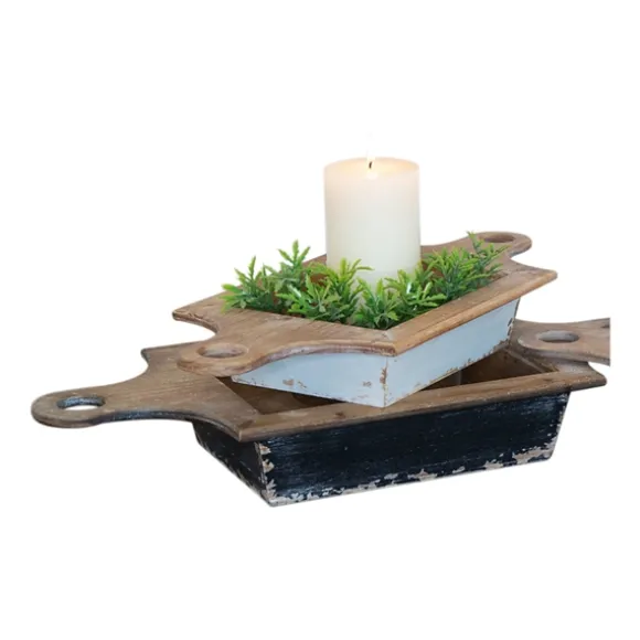 Kirkland's Home Decorative Bowls & Jars-Black And White Wooden Base Bowls, Set Of 3