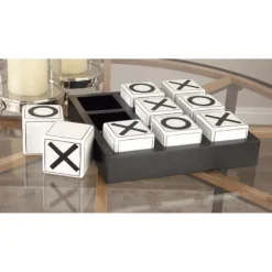 Kirkland's Home Decorative Accents-Black And White Wooden Tic Tac Toe Board