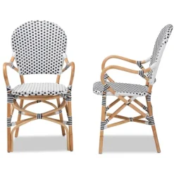 Kirkland's Home Dining Chairs-Black And White Woven Dining Chairs, Set Of 2