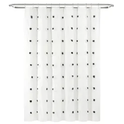 Kirkland's Home Shower Curtains-Black Boho Tufted Circles Shower Curtain