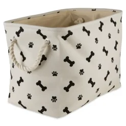 Kirkland's Home Baskets & Boxes-Black Bone And Paw Print Rectangle Pet Basket