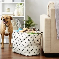 Kirkland's Home Baskets & Boxes-Black Bone And Paw Print Rectangle Pet Basket