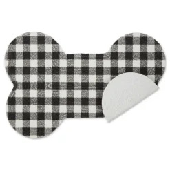 Kirkland's Home Kitchen & Floor Mats-Black Buffalo Check Bone Pet Bowl Mat