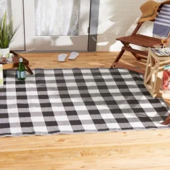 Kirkland's Home Outdoor Rugs-Black Buffalo Check Indoor/Outdoor Area Rug, 5X8