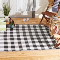 Kirkland's Home Outdoor Rugs-Black Buffalo Check Indoor/Outdoor Area Rug, 5X8