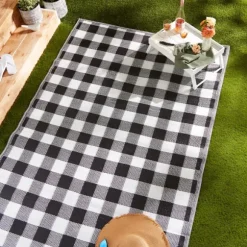 Kirkland's Home Outdoor Rugs-Black Buffalo Check Indoor/Outdoor Area Rug, 5X8
