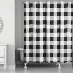 Kirkland's Home Shower Curtains-Black Buffalo Check Shower Curtain
