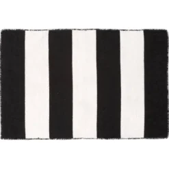 Kirkland's Home Outdoor Rugs-Black Cabana Stripe Indoor/Outdoor Scatter Rug